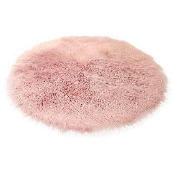 2 stk Runde Vinter Kunstig Pels Saueskinn Pluss Matte Seteputer Stolputer Seteputer Rosa 35cm