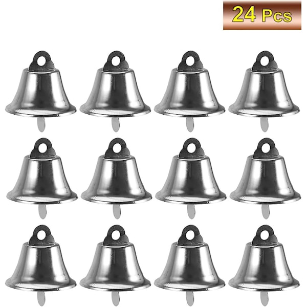 Joulukuusen riippukellot 24 kpl - Hopea - 45mm