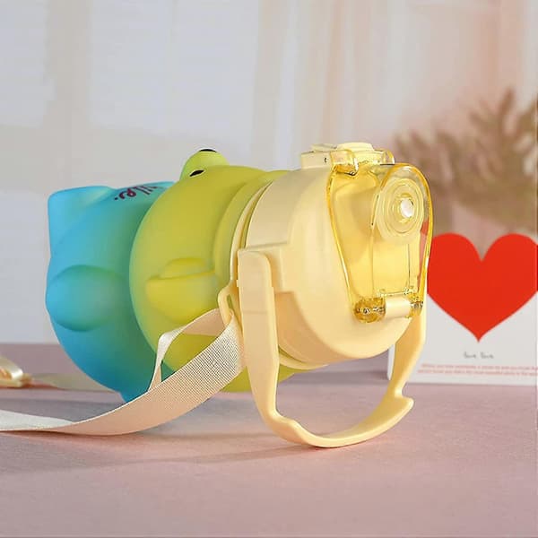 Kawaii Bear Water Bottle with Straw, 1000ml Bear Drinking Bottle, Portable Bear Cute Drinking Bottle Gradient Colorful