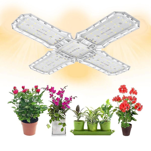 Led Grow -lamppu täyden spektrin kokoontaitettava kasvien kasvatusvalo, jatkettava riippuvalaisin, lämmin led-kasvatuslamppu sisäkasveille, valkoinen White