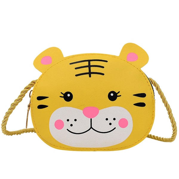 Söta barn myntväska Tecknade djur Messenger-väska Pu-läder Crossbody-väska Tiger