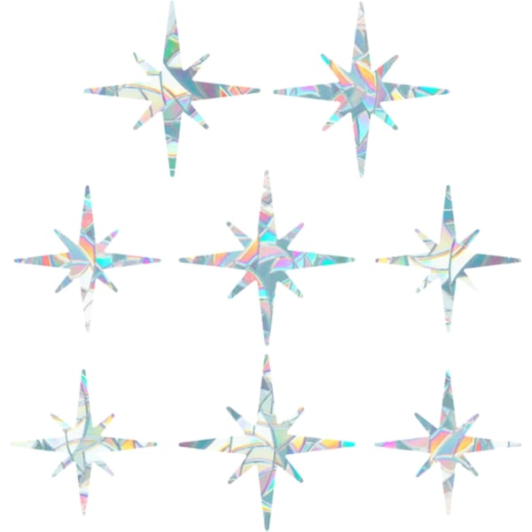 8 stk Rainbow Window Clings 3D Dekorativ Vindu Film Polygon Anti-Kollisjon Vindus Klistremerker Dør Vindu Statisk Clings for Kjøkken Spisestue Soverom