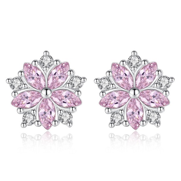 Rosa Zirkon Marquise Blomster Stud Ørepynt Hagedekor Funky Blinkende Te Party Boho Bue MåneA