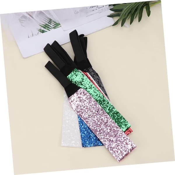 6 stk. paljettpannebånd, glitterpannebånd for kvinner og jenter, elastiske glitrende hårbånd