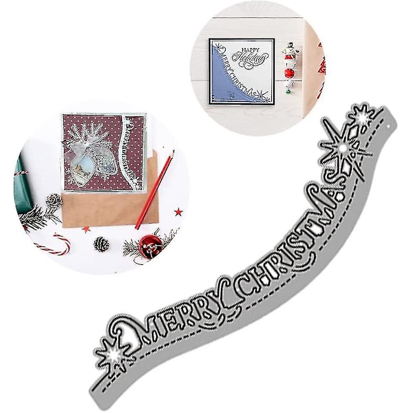 DIY Juleord Skæreforme, Glædelig Jul Bogstaver Skæreforme DIY Blonder Stjerne Juleord Metal Skæreforme Til Scrapbooking Sølv 1stk