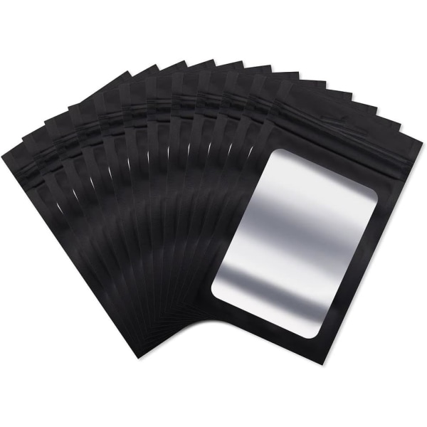 200 plastposer i aluminium (svarte, 8 x 13 cm)