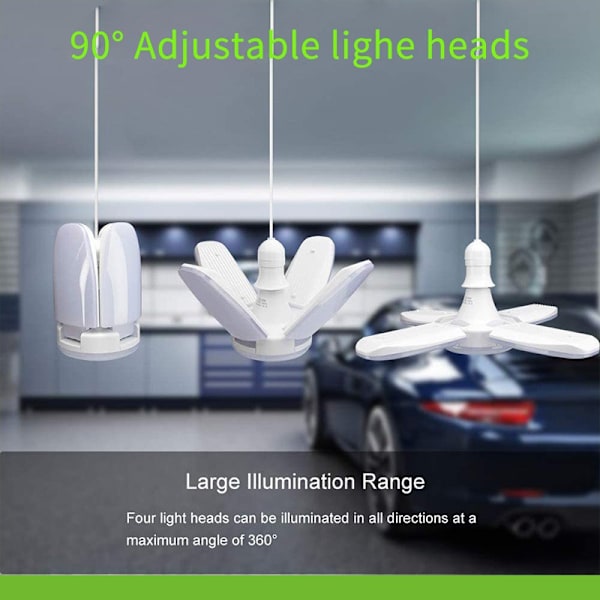 Deformerbar LED Garasje Verksted Arbeidslys Hjem Takarmatur Lampe 360 Grader Vinkeljusterbar Taklampe 50W 5400 Lumen