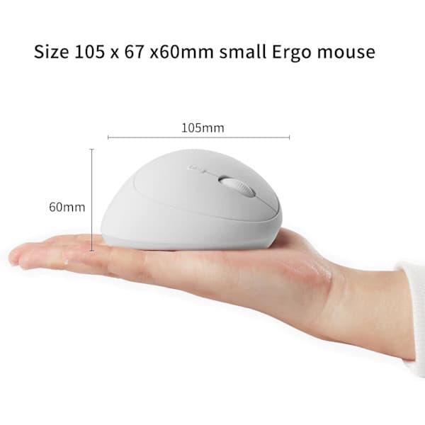 Ergonomic mouse, wireless mouse, rechargeable vertical mouse with USB receiver, 2.4 GHz wireless mouse, 6 buttons, adjustable DPI 800/1200/1600 White White