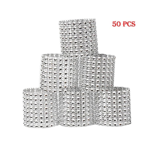 8 rader mesh diamantservettspänne/ring silver 50 st förberedningsbehållare fruktkorg Kök Eller A