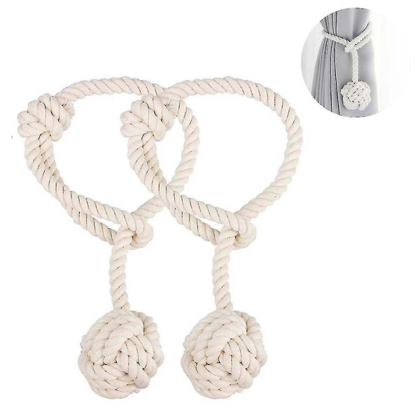 1 Par Hjemmegardin Tiebacks Håndstrikket Snøretov Holdbacks, Dekorative Vinduegardin Tie, Gardin Tie Back Med Enkelt Bold Cremehvid creamy-white