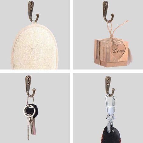 10 Bronze Single Hooks, Black Wall Hooks, Coat Hooks, Equipped with Mounting Screws
