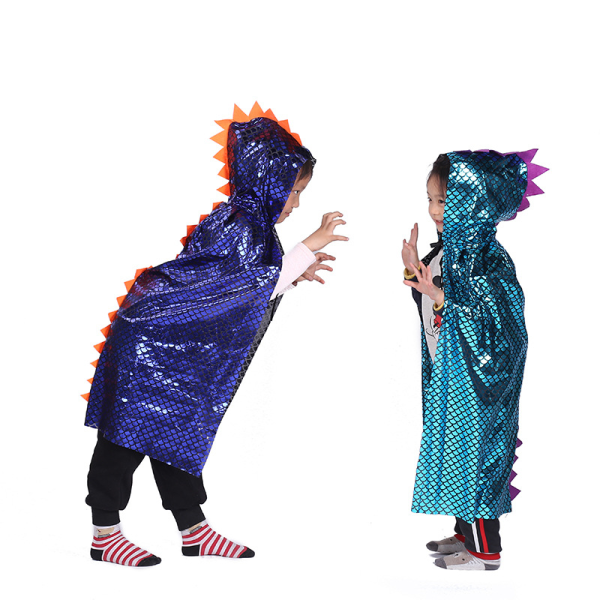 Kids Halloween Dinosaur Cape Cloak Glossy Cosplay Costume Dragon hettekappe110*90cm