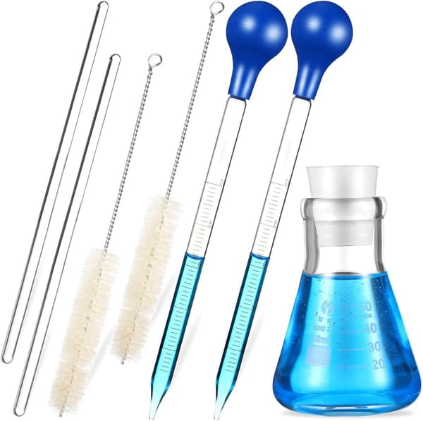 Erlenmeyer-kolbe sæt 50 ml glaskonisk kolbe med gummiprop, 4 stk 10 ml