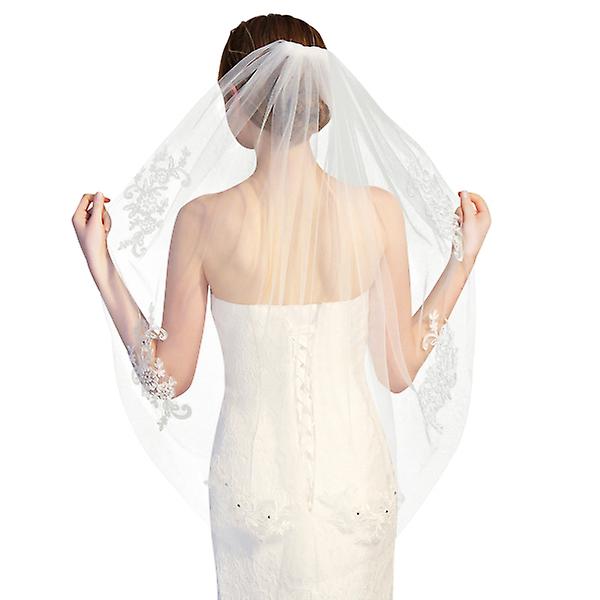 Häähuivit Pitsi Lyhyt Häähuivi Sivukampa Morsian Vale Hääpuku BrideWhite