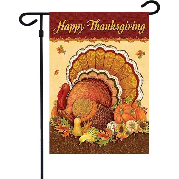 Thanksgiving Garden Flag, Happy Thanksgiving Liput 12 x 18 tuuman Thanksgiving House -lippu kaksipuolinen 2-kerroksinen kiitospäivä