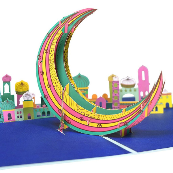 3D Pop Up -kortti Linna Kuu Tervehdyskortti Lomajuhla Postikortti