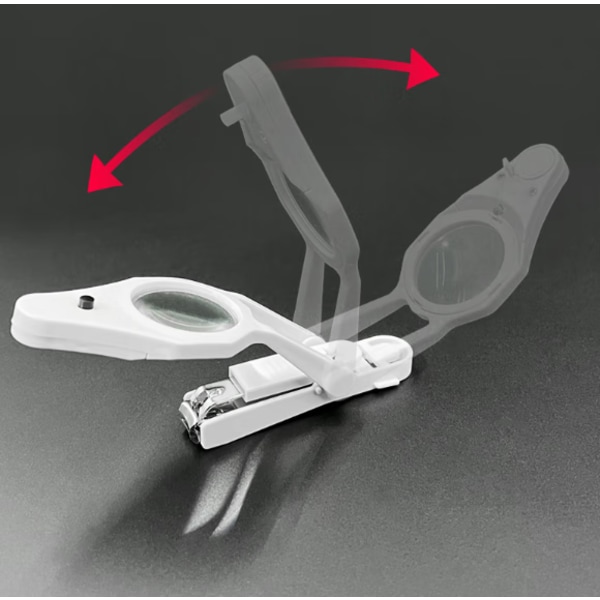 Hvide Negleklippere med Pop-up Forstørrelsesglas og LED-lys, Negleklippere til Fingre og Tæer, Pleje til Ældre, Ældre