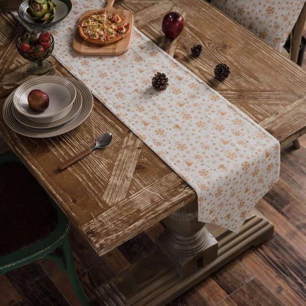 Christmas Tree Pattern Cotton and Linen Table Runner, Modern Dec