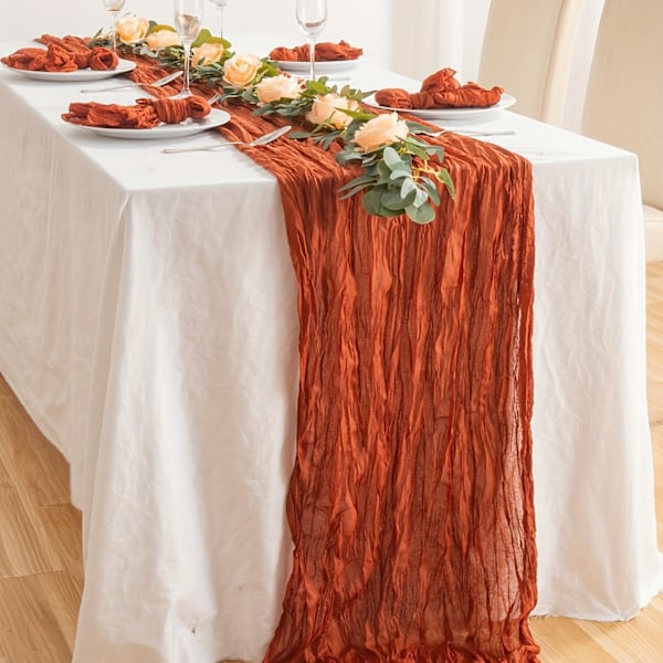 1 Pack Höstlig Bordlöpare Bordlöpare 35x118 tum Ostduk Bordlöpare Bränd Orange Bordlöpare för Bröllop Brud Baby