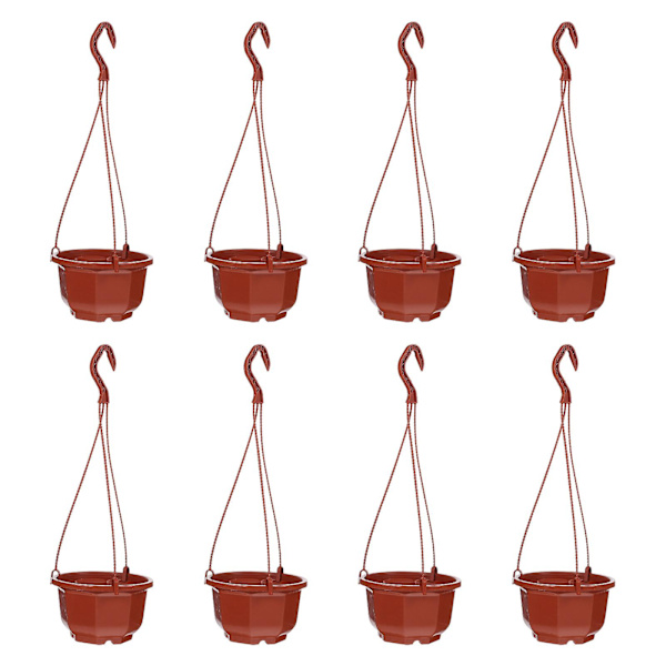 8 stk. kunstige hengeplanter for innendørs planter, veggmonterte blomsterpotter i plast Coffee 46x15cm