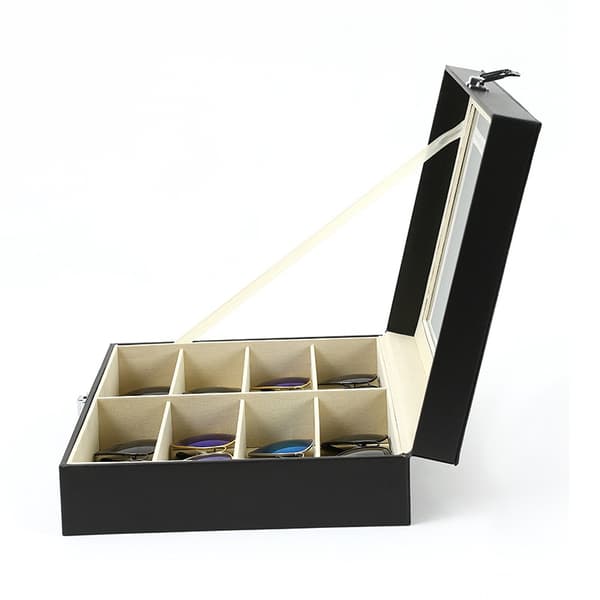 Double Thickened Display Sunglasses Leather Display Organizer Black Large Capacity Sunglasses Dustproof Glasses Case