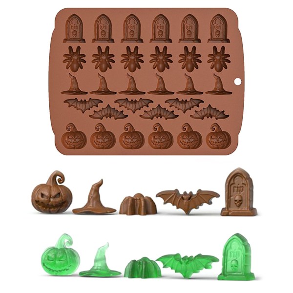 Halloween Ferieforme Tilbageholdende DIY Bageudstyr Håndlavede Silikonforme 4 Farver Gul