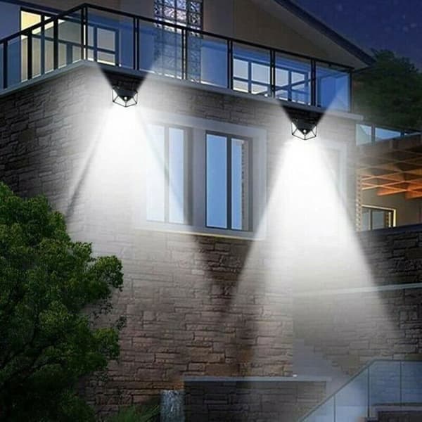 2-pak 100 LED udendørs solcellelamper med bevægelsessensor væglampe