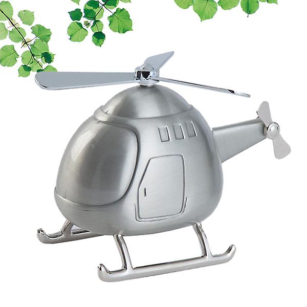 Helikopterin kolikkopankki mini säästöpossu kolikon säästörahalaatikko kotitoimiston pöytäkoristehelikopteri C Silver 14.5*10.8cm