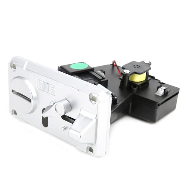 Coin Acceptor with LED Light and Flip Cover for Game Machine - Silver