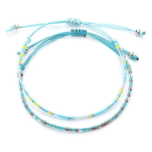 Boheme Sead Beaded Voksreb Håndlavet Flettet Armbånd Vævet Venskabssmykker Blå
