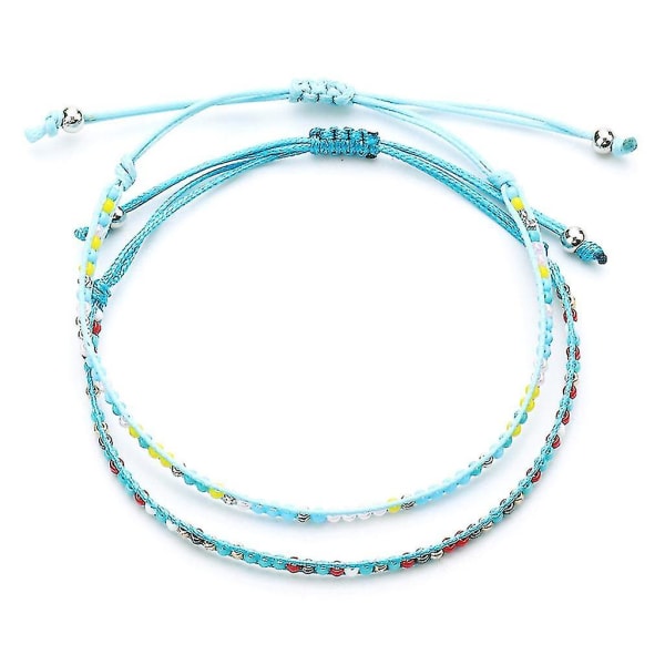 Bohemiskt Seadpärlor Vaxrep Handmade Flätat Armband Vävt Vänskapssmycke Blå