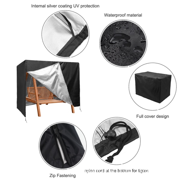 Utomhusgungaöverdrag 3-sitshängmattaöverdrag Trädgårdsgungaöverdrag Trädgårdshängmatta Glidstolöverdrag Möbelöverdrag UV-beständig gunga C