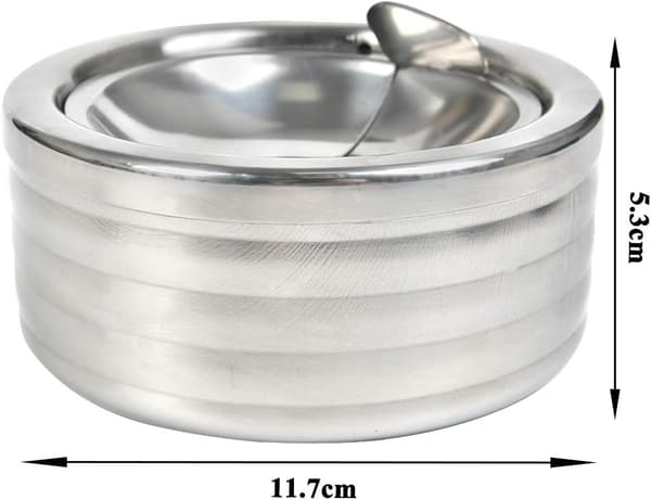 2 askkoppar i rostfritt stål med lock, vindtätt utomhusbruk (silver)
