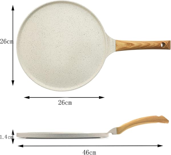 26 cm Crepe Pan - Induction Compatible - Crepe Maker with Batter Spreader