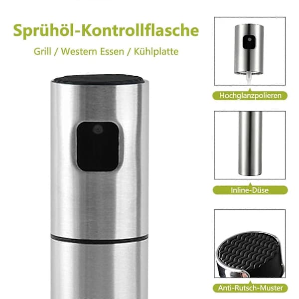 Oliesprayflaske Rustfrit Stål BPA-fri Oliedispenser til Madlavning Grillning Salat 100ml