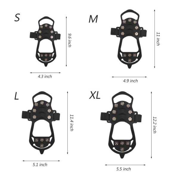 Jääpiikit kengille ja saappaille, silikonista ja ruostumattomasta teräksestä valmistetut tarttuvat piikit, pitoa jäällä ja lumella, talviretkeilyyn ja kiipeilyyn