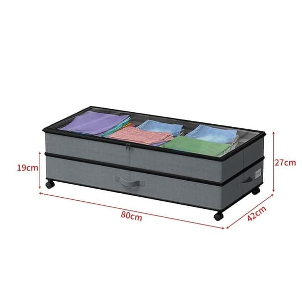 Under Bed Storage, 1/2-pack 75L, XXL Drawers with Lid and Wheels, Adjustable Storage_TF_TF Grey 1 pc Grå 1 st