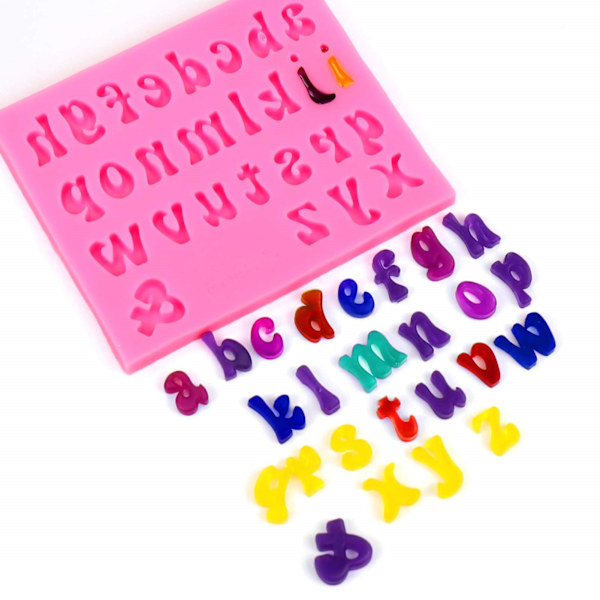 4 Silikonbogstavforme, Håndlavede Forme, 0-9 Tal Store Bogstaver Små Bogstaver Fondantforme til Hjerter og Kagepynt
