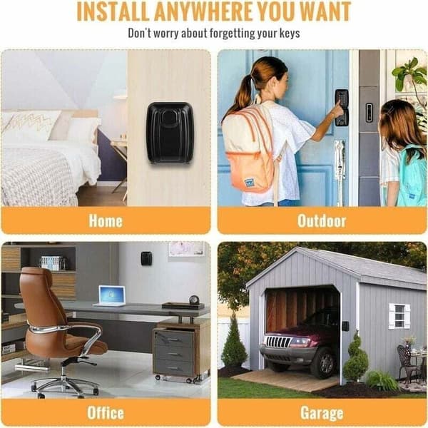 Secure Outdoor Key Lock Box, Large Wall Mount Key Safe with 12-Digit Code, Waterproof and Rustproof, for Home, Garage, School
