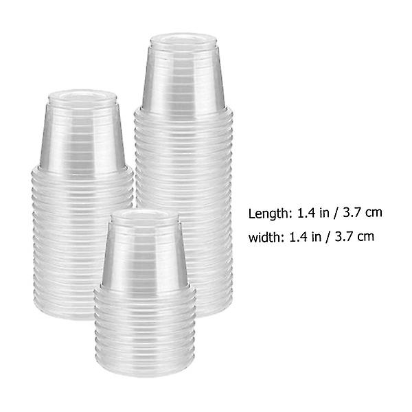 200 st Små plastmuggar Klara shot-koppar för smakprover 20mlTransparent3,7x3,7CM Transparent 3.7x3.7CM