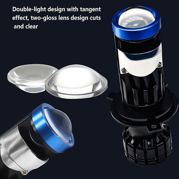 H4 Mini Spotlight P5 Linse Led Lys Højt og lavt lys 6000k hvidt lys