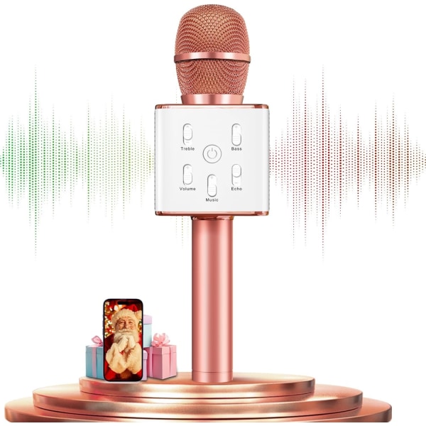 Portabel Trådlös Karaoke Mikrofon | Perfekt för Jul, Födelsedagspresent till Flickor, Barn, Pojkar och Vuxna i Alla Åldrar | Bluetooth-mikrofon