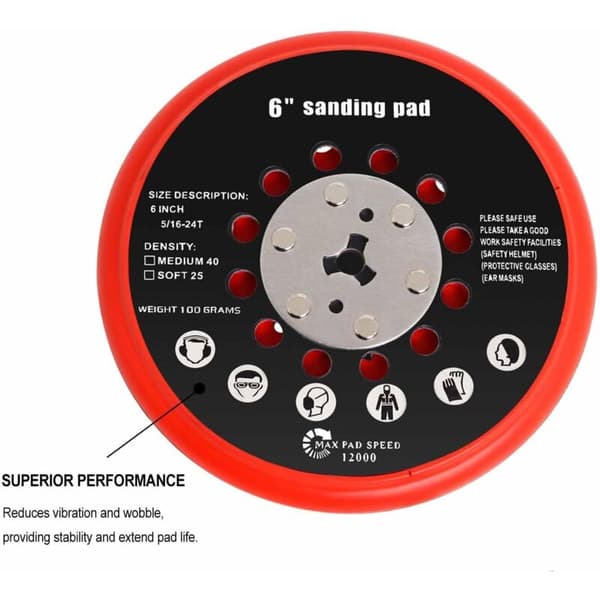 150 mm Multi-Hole Sanding Pad Compatible with Bosch RSM6045, GEX 34-150, GEX 40-150 Reinforced Aluminum Plate Hook and Loop System