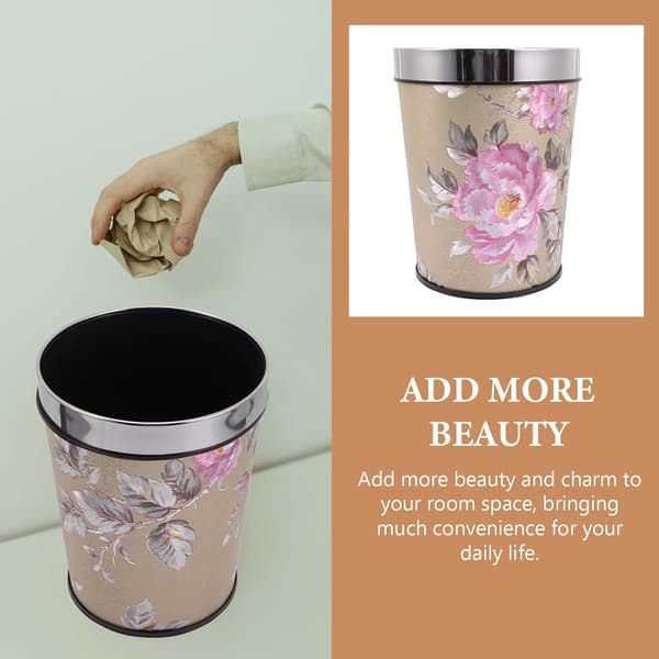Decorative Waste Bin with Unique Pattern Design 6L Retro Style Reusable Household Trash Can