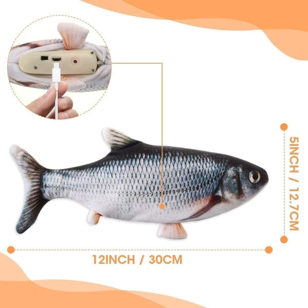 Kattleksak, fiskleksak, elektronisk fiskleksak, sportsimulering, uppladdningsbar med (USB