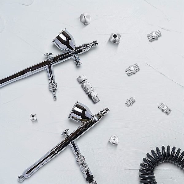 Airbrush Adaptersett, Hurtigkobling Airbrush Adapter Kit, Nylonflettet Luftslange, for Luftkompressor