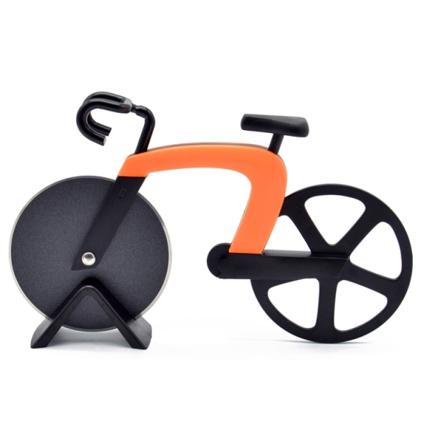 Orange Icke-Klibbig Pizzakutter Rostfritt Stål Pizzakutter Cykelpizzakutter Perfekt Dekoration och Present