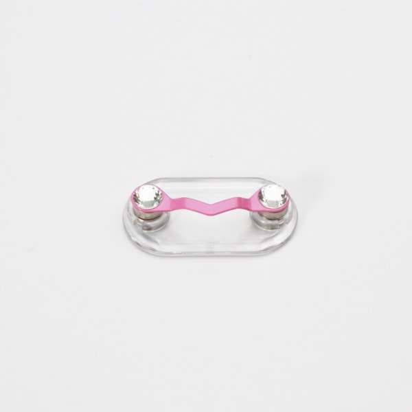 Magnetisk brilleholder, navneskilt, merkeholder, unisex, laget i USA (rosa med perler)