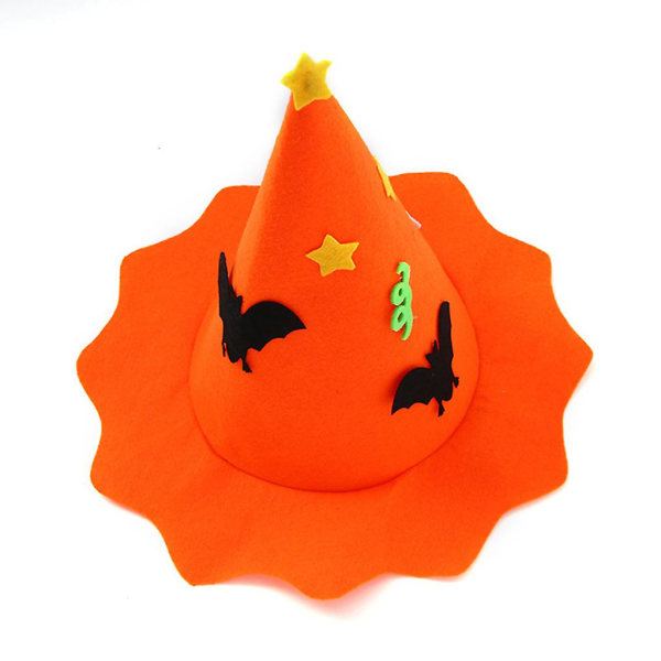 Kids Girls Halloween Cosplay Witch Hat Pumpkin Bat Hat Cosplay Costume Accessories Masquerade Party SuppliesOrange