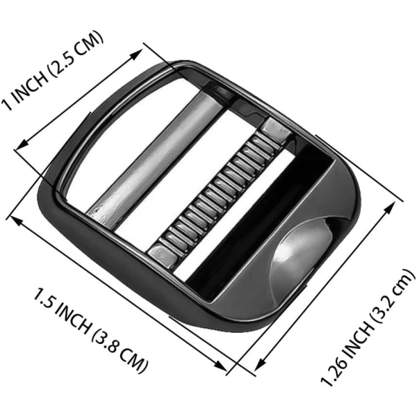 (10-pakning) Sinklegeringsspener, Metalltrappespener Justerbar for Ryggsekkstropper Tilbehør 25 mm (Svart)